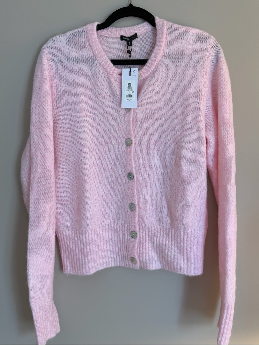 Dynamite Pastel Pink Button-Front Knit Cardigan